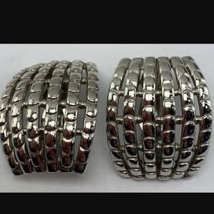 VINTAGE Erwin Pearl Hallmark Chic Silver Tone Clip Earrings Mid-Century